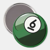 Comic Style Number 6 Billard Ball Magnet (Vorderseite/Rückseite)