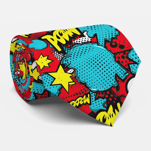 Comic Style Pattern Krawatte (Gerollt)