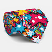 Comic Style Pattern Krawatte (Gerollt)