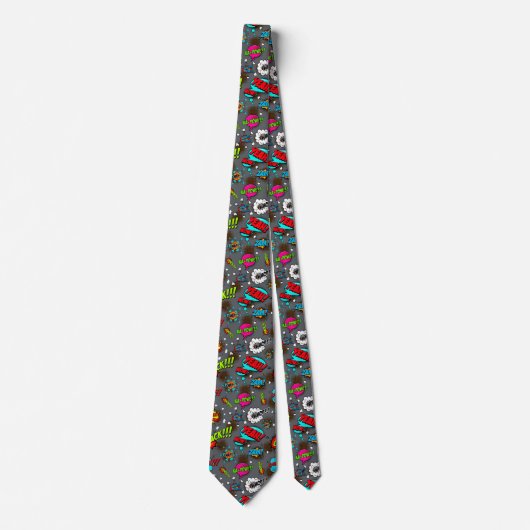 Comic Style Pattern Krawatte (Vorderseite)