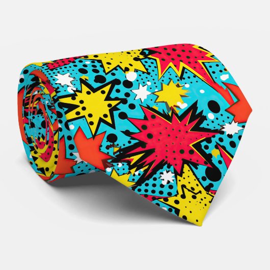 Comic Style Pattern Krawatte (Gerollt)