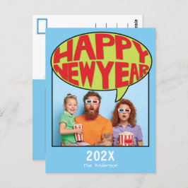 Comic Style Personalisiertes Foto Frohes Neues Jah Postkarte