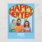 Comic Style Personalisiertes Foto Frohes Neues Jah Postkarte (Vorderseite)