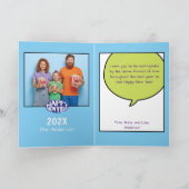 Comic Style Personalisiertes Foto Happy New Year C Dankeskarte (Innenseite)