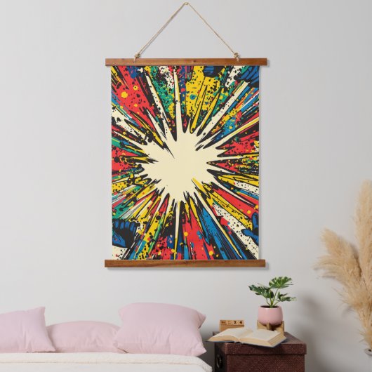 Comic Style Pop Art Explosion (2) Wandteppich Mit Holzrahmen (Schlafzimmer)