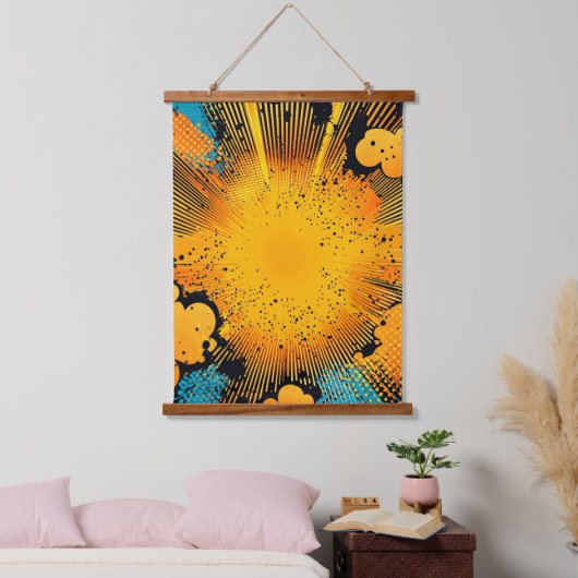 Comic Style Pop Art Explosion (8) Wandteppich Mit Holzrahmen (Schlafzimmer)