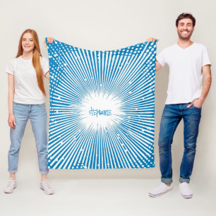 Comic Style Pop Art Explosion - Blau und Weiß Fleecedecke