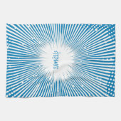 Comic Style Pop Art Explosion - Blau und Weiß Geschirrtuch (Horizontal)