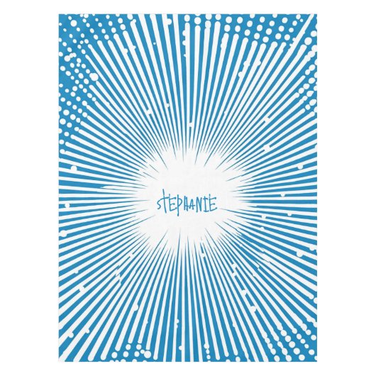 Comic Style Pop Art Explosion - Blau und Weiß Tischdecke (Vorderseite)