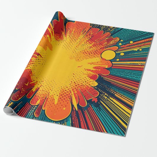 Comic Style Pop Art Explosion Geschenkpapier (Ungerollt)