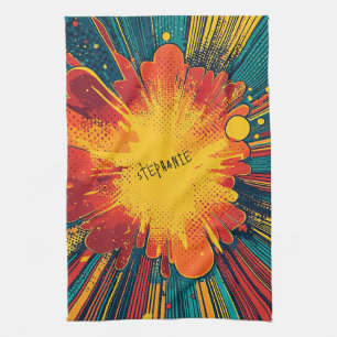 Comic Style Pop Art Explosion Geschirrtuch
