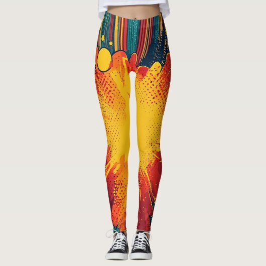 Comic Style Pop Art Explosion Leggings (Vorderseite)
