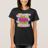Comic Style Pop Art Retro Blue Lila Orange ZAP T-Shirt (Vorderseite)