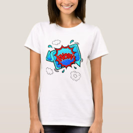 Comic Style Pop Art Retro Blue Red WOW T - Shirt
