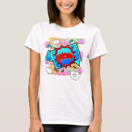 Comic Style Pop Art Retro Blue Red WOW T - Shirt