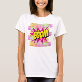Comic Style Pop Art Retro Gelb Hot Pink BOOM T-S T-Shirt