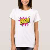 Comic Style Pop Art Retro Gelb Hot Pink BOOM T-Shirt (Vorderseite)