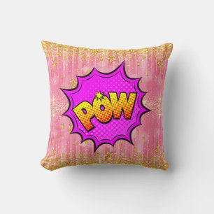 Comic Style Pop Art Retro Gelb Lila rosa POS Kissen