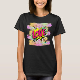 Comic Style Pop Art Retro Gelb Rosa LIEBE T - Shir T-Shirt