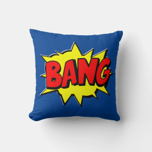 Comic Style Pop Art Retro Gelb Rot Blau BANG Kissen