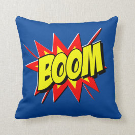 Comic Style Pop Art Retro Gelbe blaue BOOM Kissen