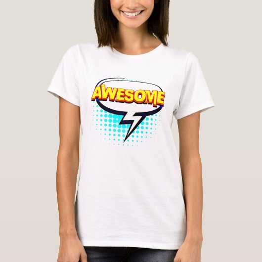 Comic Style Pop Art Retro Gelbes Aqua PHANTASTISCH T-Shirt (Vorderseite)