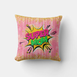 Comic Style Pop Art Retro Pink Super Mama Thread P Kissen