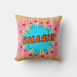 Comic Style Pop Art Retro Rosa Aqua Orange SMASH Kissen