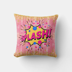 Comic Style Pop Art Retro Rosa Gelb Gelb SPLASH Kissen