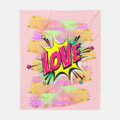 Comic Style Pop Art Retro Rosa Gelbe LIEBE Regenbo Fleecedecke (Vorderseite)