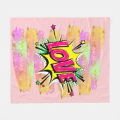 Comic Style Pop Art Retro Rosa Gelbe LIEBE Regenbo Fleecedecke (Vorderseite (Horizontal))