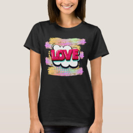 Comic Style Pop Art Retro Rosa LIEBE Glitzer Pinse T-Shirt