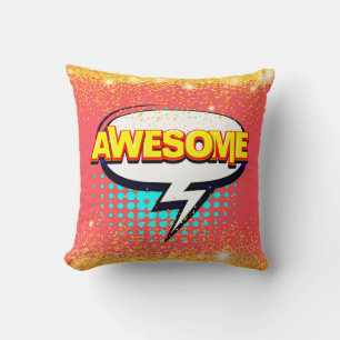 Comic Style Pop Art Retro Rosa PHANTASTISCHER Text Kissen
