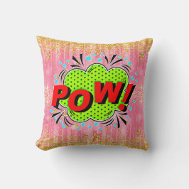 Comic Style Pop Art Retro Rot Grün POW Kissen