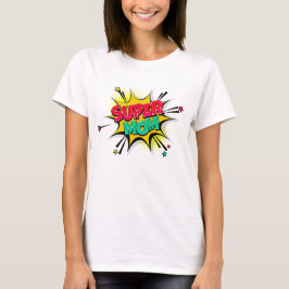 Comic Style Pop Art Retro Rotes Gelbes SUPERMOM T-Shirt