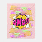 Comic Style Pop Retro Yellow Lila OMG Regenbogen Fleecedecke (Vorderseite)