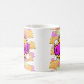 Comic Style Pop Retro Yellow Lila OMG Regenbogen Kaffeetasse (Mittel)