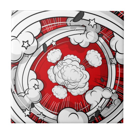 Comic Style rote Kampfwolken Fliese (Vorderseite)