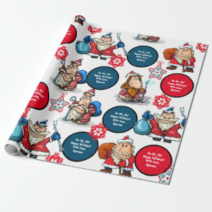 Comic Style Santas Personalisiert Geschenkpapier