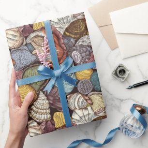 Comic Style Seashells Repetiermuster Geschenkpapier