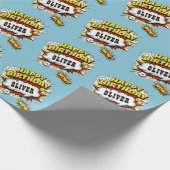 Comic Style Superhero Boy's Name Birthday  Geschenkpapier (Ecke)