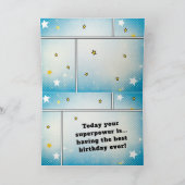 Comic Style Superhero Boy's Name Birthday Karte (Innenseite)