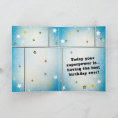 Comic Style Superhero Boy's Name Birthday Karte (Innenseite)