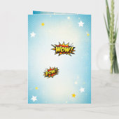 Comic Style Superhero Boy's Name Birthday Karte (Rückseite)
