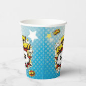 Comic Style Superhero Boy's Name Birthday Party  Pappbecher (Rechts)