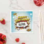 Comic Style Superhero Boy's Name Birthday Party  Serviette (Beispiel)