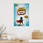 Comic Style Superhero Boy's Name Birthday Poster (Küche)