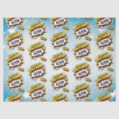 Comic Style Superhero Boy's Name Birthday  Seidenpapier (Vorderseite)