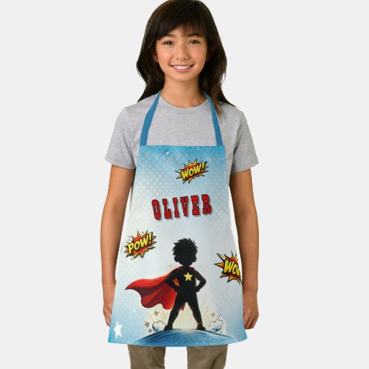 Comic Style Superhero Boy's Name  Schürze (Insitu)