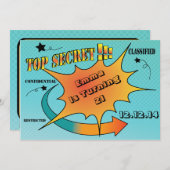 Comic Style Top Secret Überraschung Einladung (Vorne/Hinten)